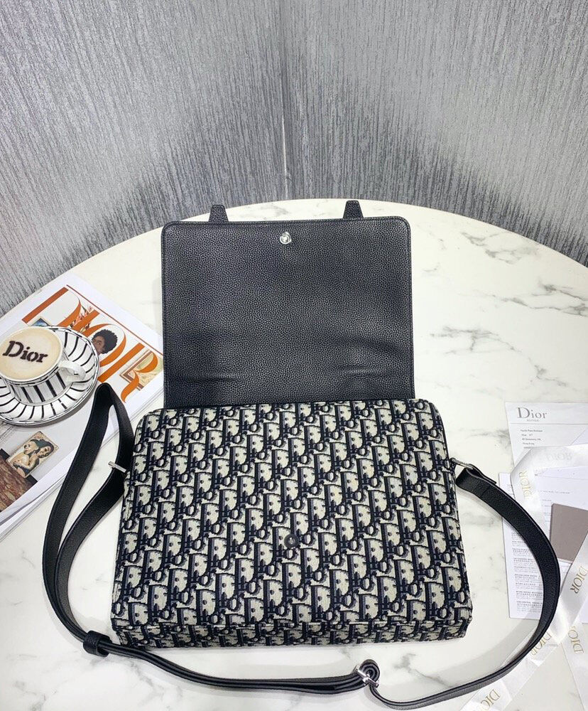 Christian Dior Messenger Canvas with Leather Bag Dark Grey